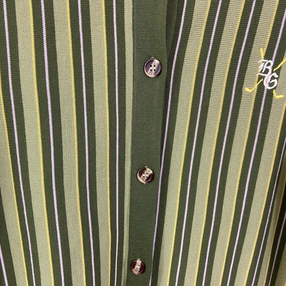 UNRL Barstool Vintage Golf Cardigan Men's Size M Striped Green Foreplay - Picture 6 of 9